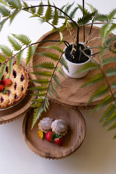 Etched Wood Serving Stand Lg