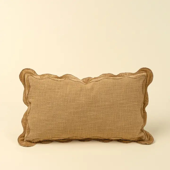 21x12 Velvet Scallop Pillow Pale Gold