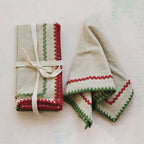 S/4 Ric Rac Trim Napkins