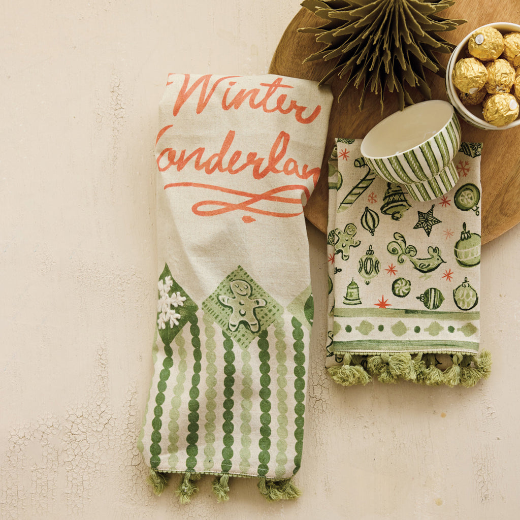 Tea Towel W/ Holiday Pattern