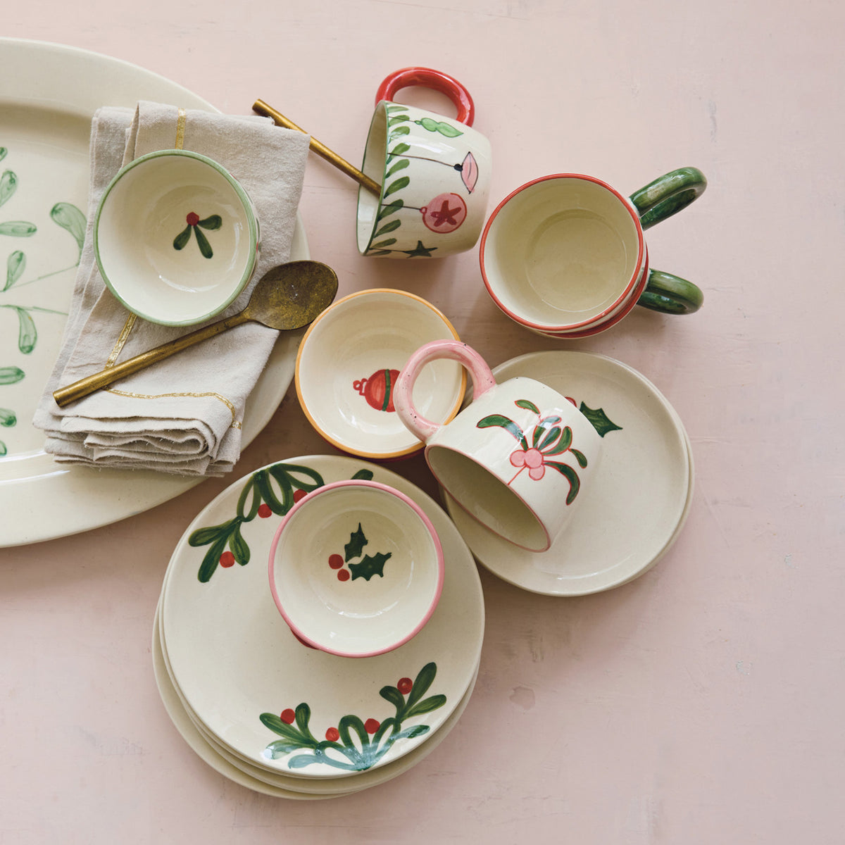 Stoneware Plate w/ Holiday Botanicals