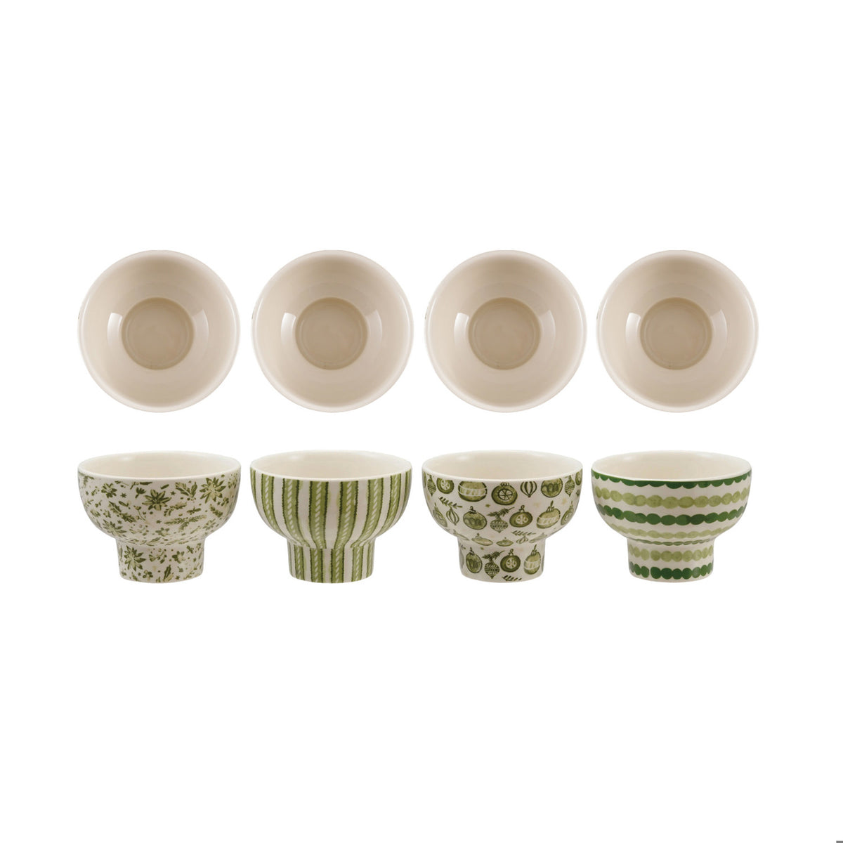 Green Holiday Stoneware Footed Bowl