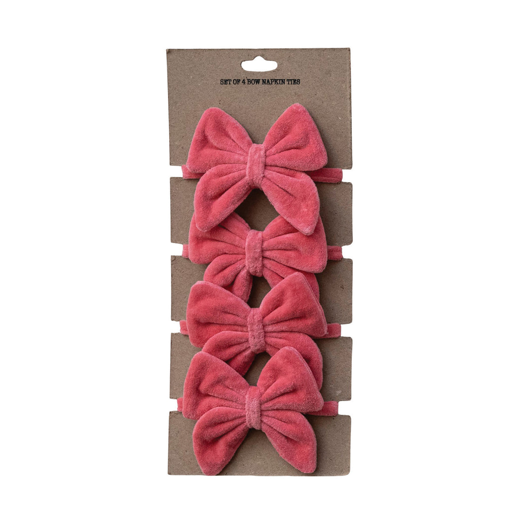 Velvet Bow Napkin Ring - Pink