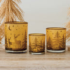 Sm Tealight Votive Holder w/ Deer & Trees