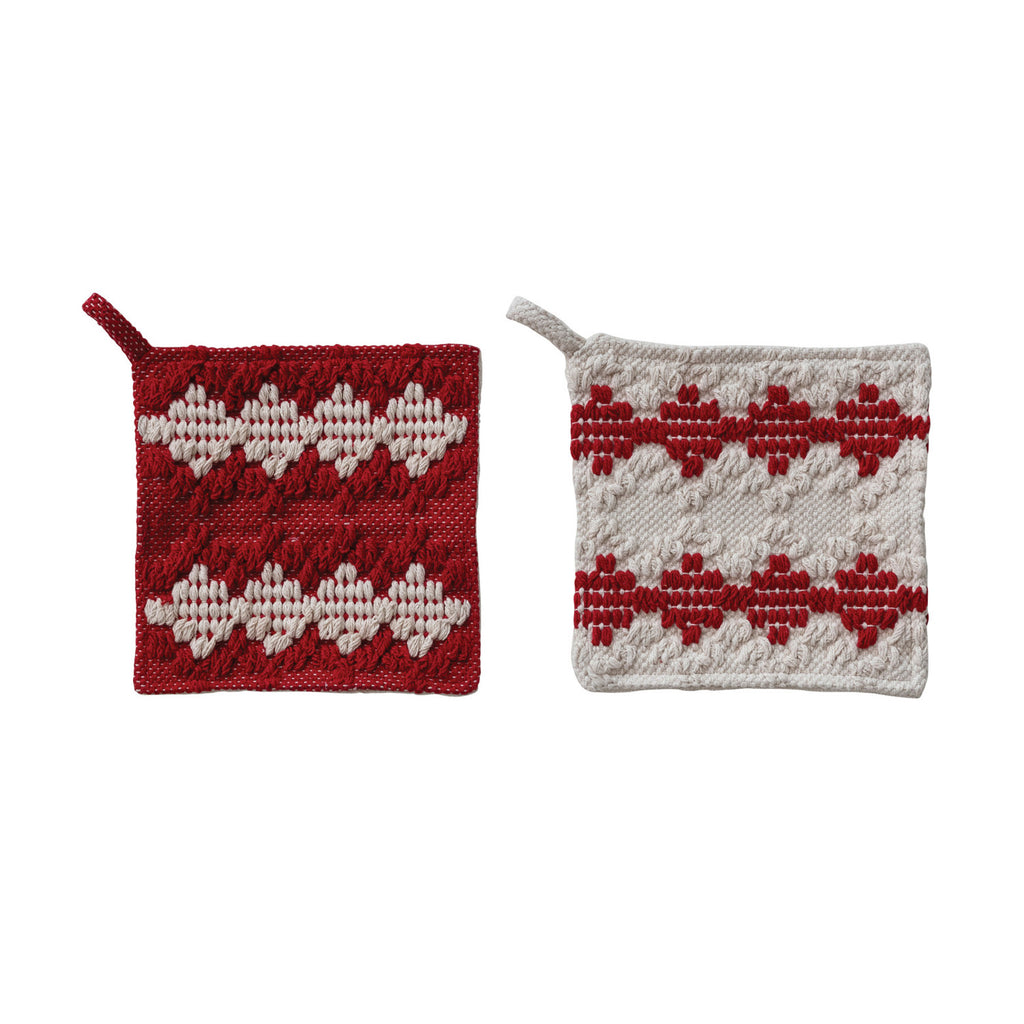 Woven Cotton Tufted Pot Holder