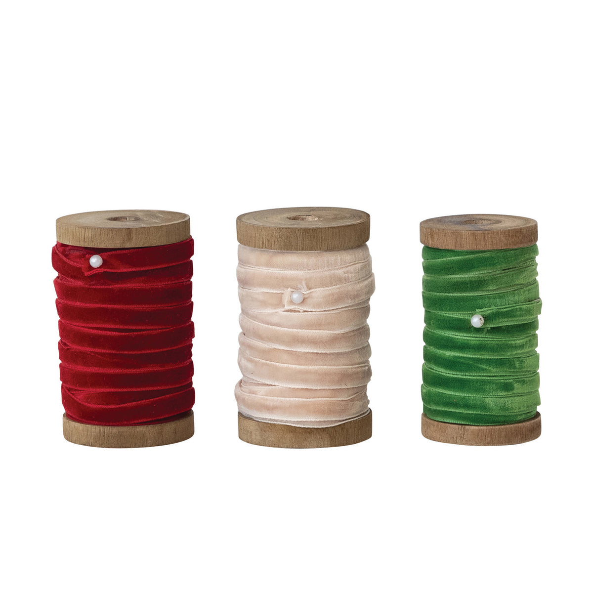 10 yard Velvet Ribbon on Wood Spool - 3 Colors