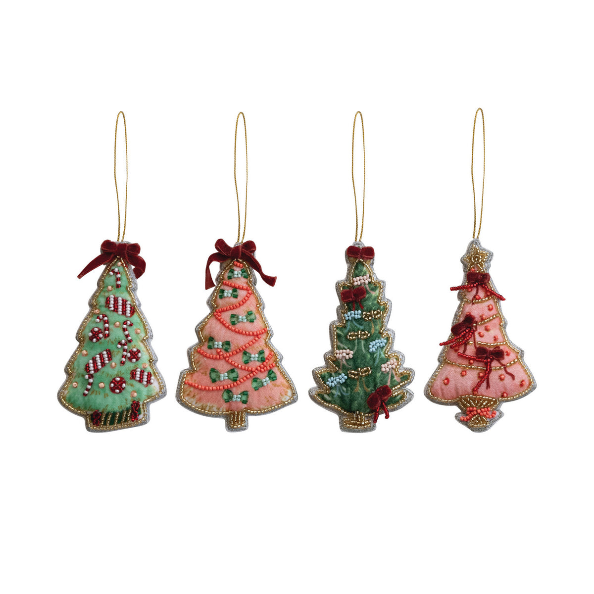 Beaded Fabric Christmas Tree Orn.