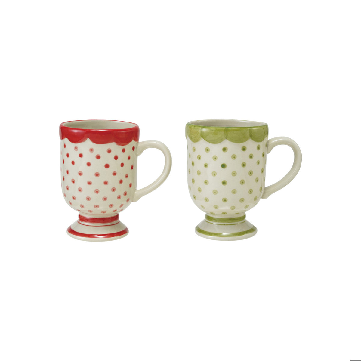 Stoneware Footed Mug W/ Polka Dots
