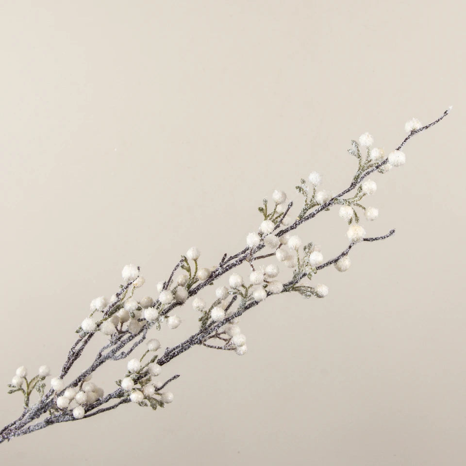 34" White Frosted Berry Spray