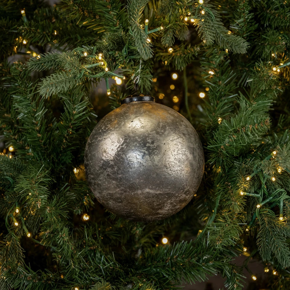 6" Silver Crackle Kugel Orn.