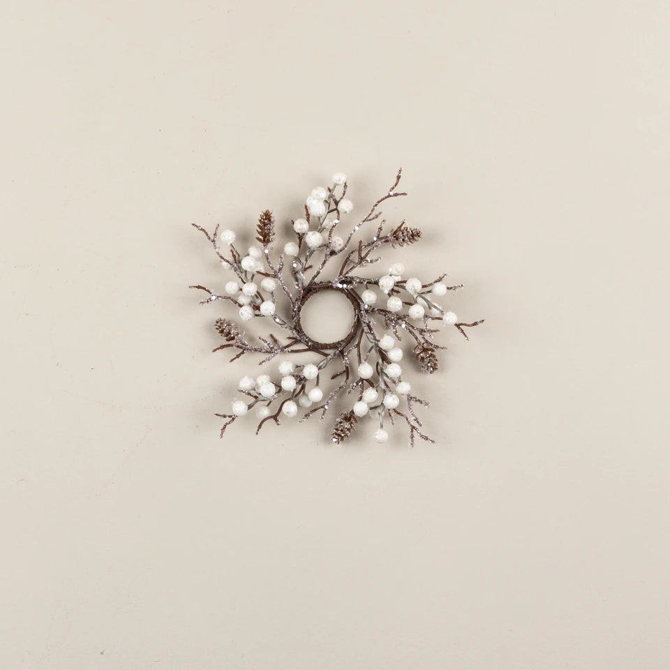 8" Frosted Twig & Pinecone Taper CR