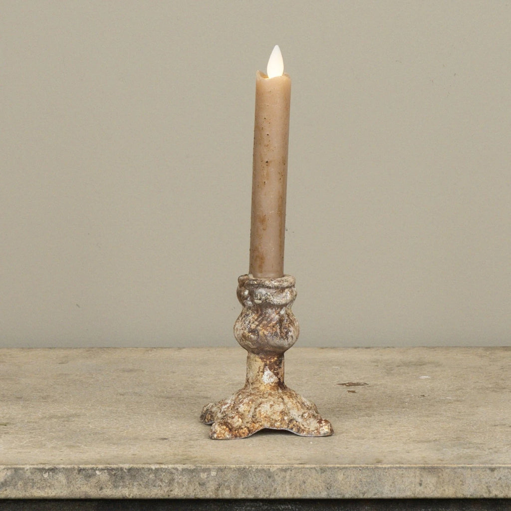 Aged Footed Taper Candle Holder