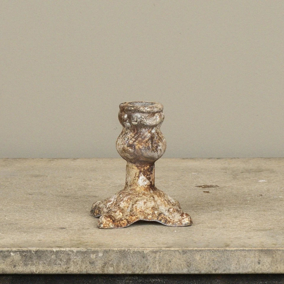 Aged Footed Taper Candle Holder