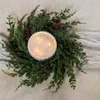 16" Cypress & Ruscus Candle Ring