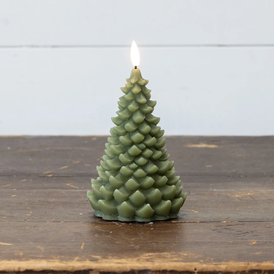6" Green 3D Flame Balsam Tree Candle