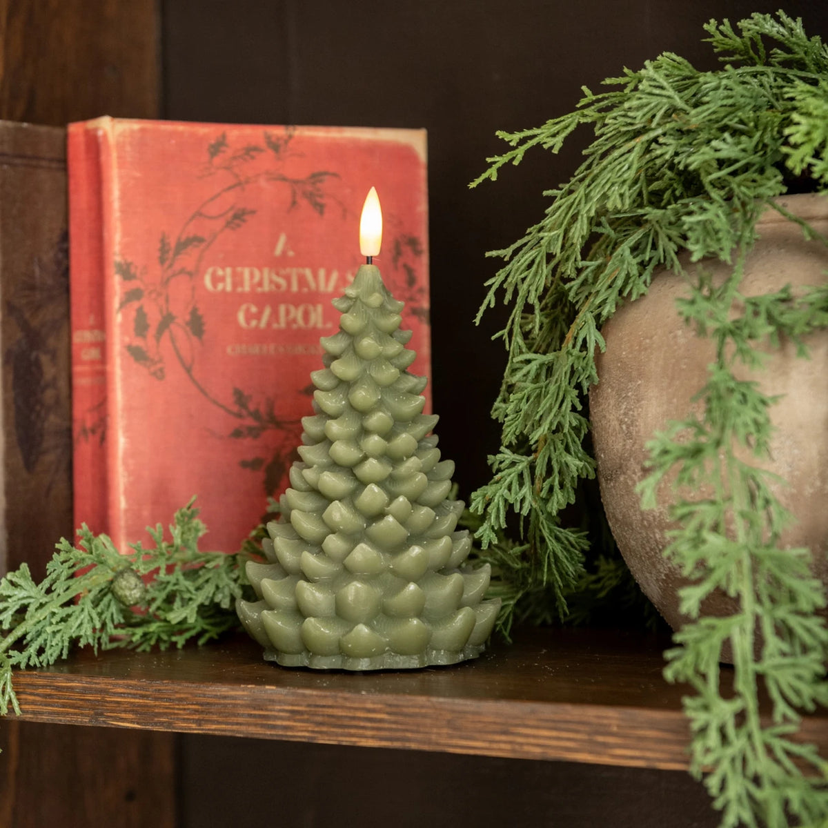 6" Green 3D Flame Balsam Tree Candle