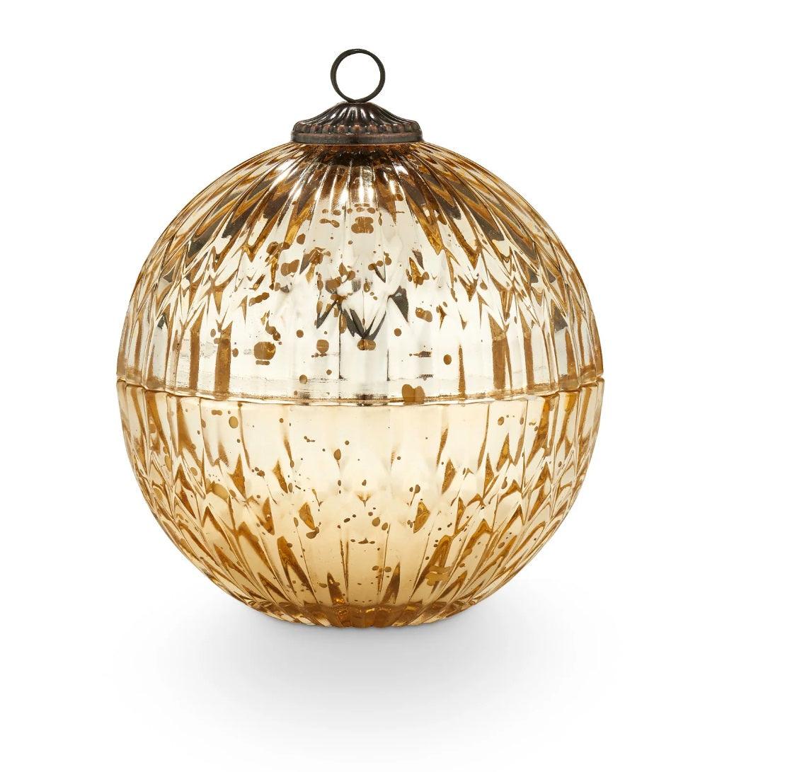 Winter White Mercury Glass Ornament Candle