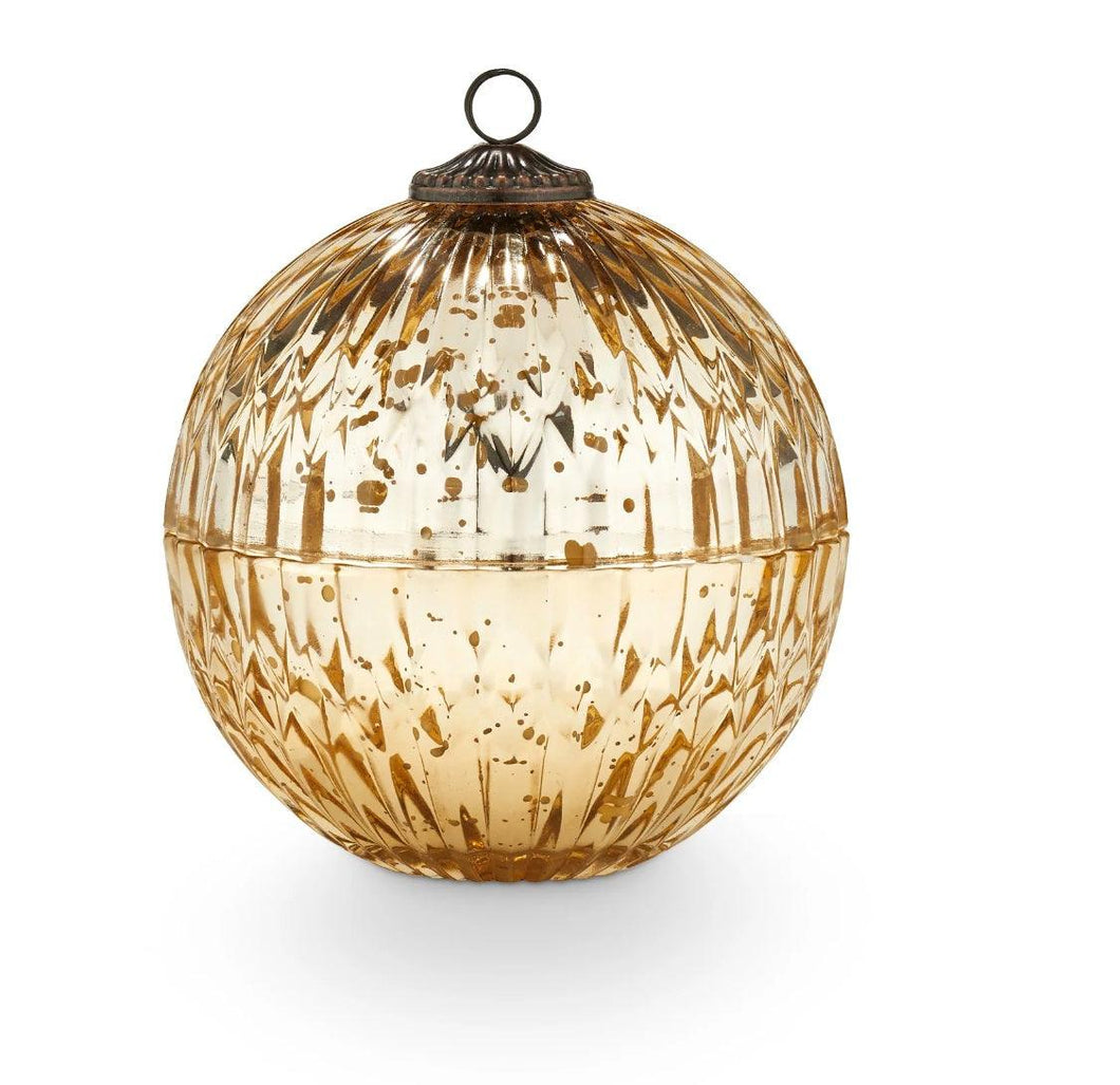 Winter White Mercury Glass Ornament Candle