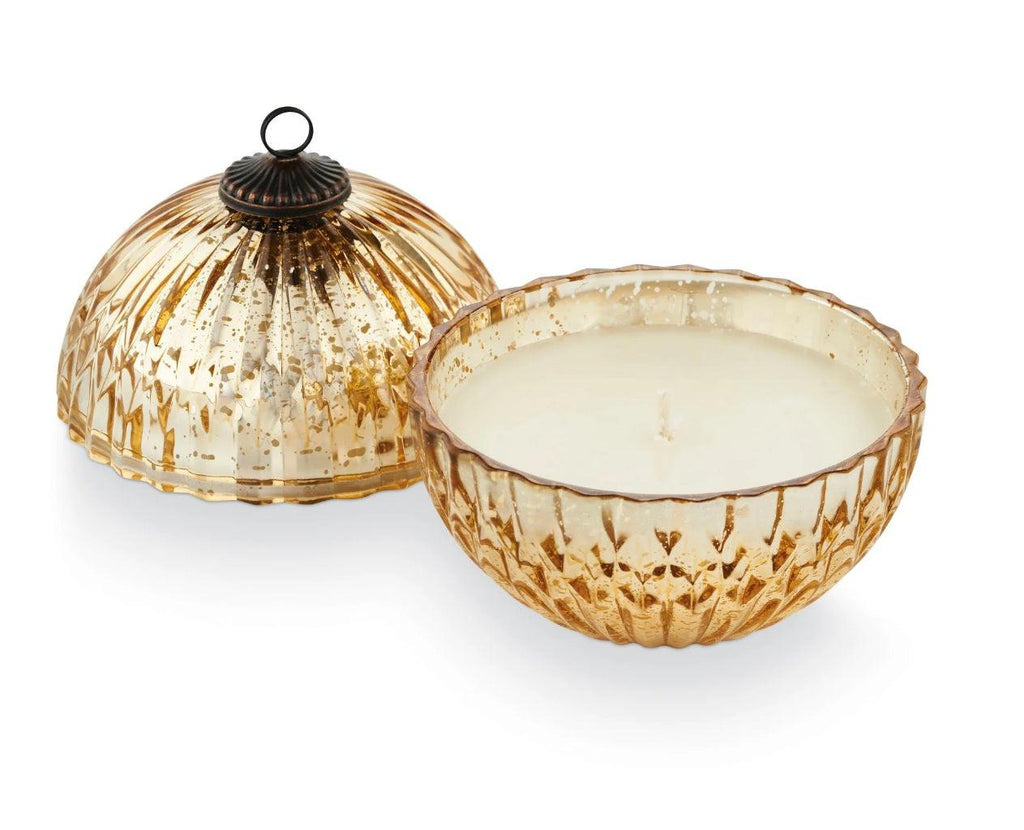 Winter White Mercury Glass Ornament Candle