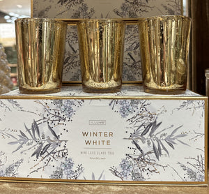 Winter White Mini Luxe Sanded Mercury Glass Candle Set