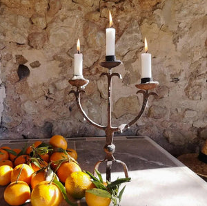 Iron Metal Rusted Candleabra