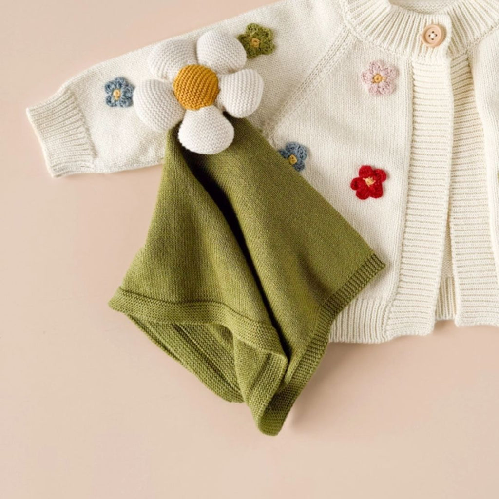 Lovey Flower Baby Blanket - Organic Green