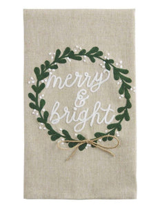 Merry Bright Embroidered Towel