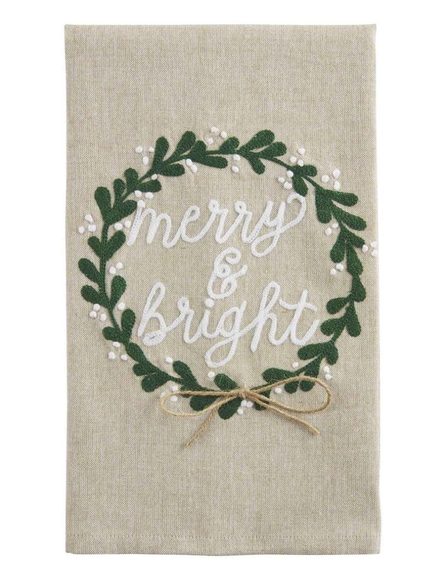 Merry Bright Embroidered Towel