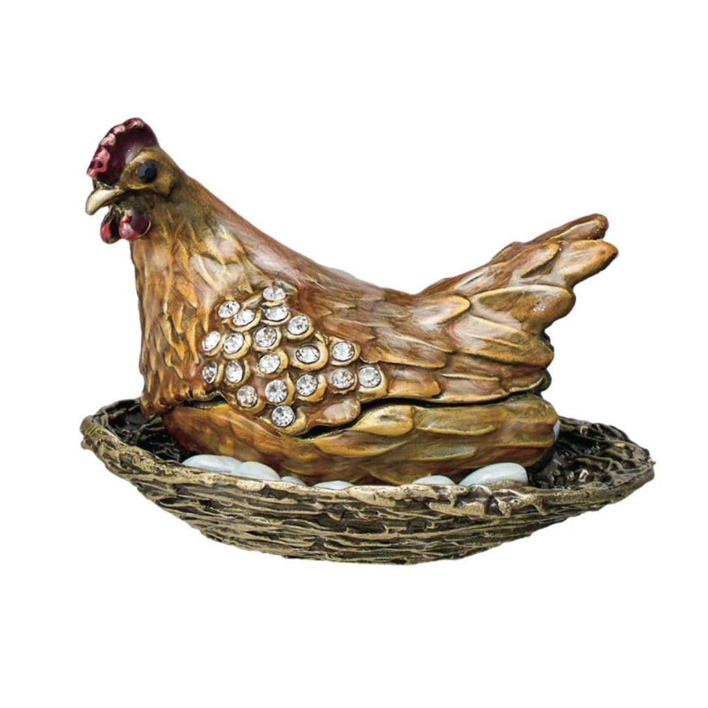 Metal Hen On Nest Trinket Box