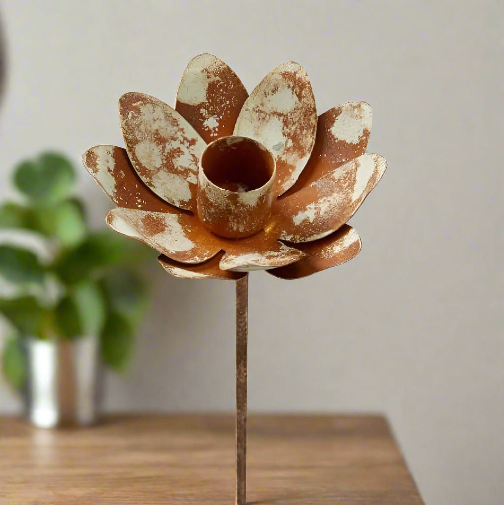 Metal Lotus Flower Candle Stake 2