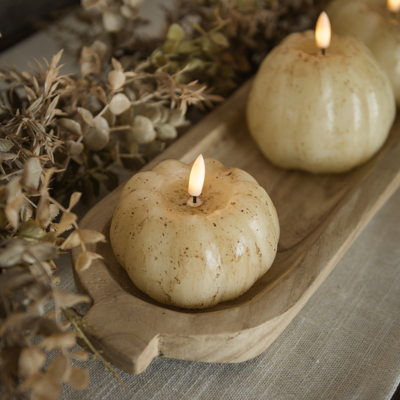 3" Cream Flame Short Pumpkin Candle