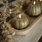 3" Green Flame Short Pumpkin Candle