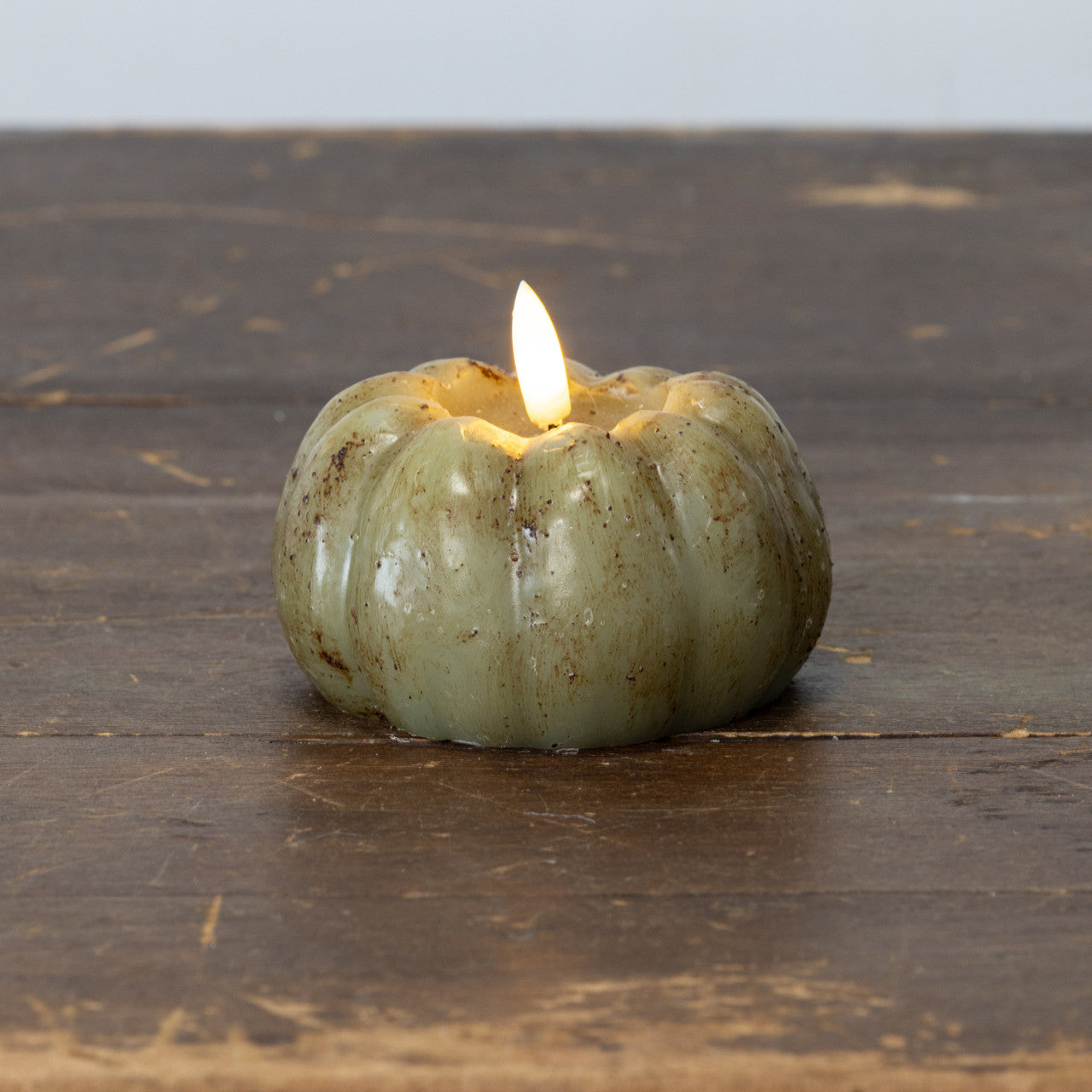 3" Green Flame Short Pumpkin Candle