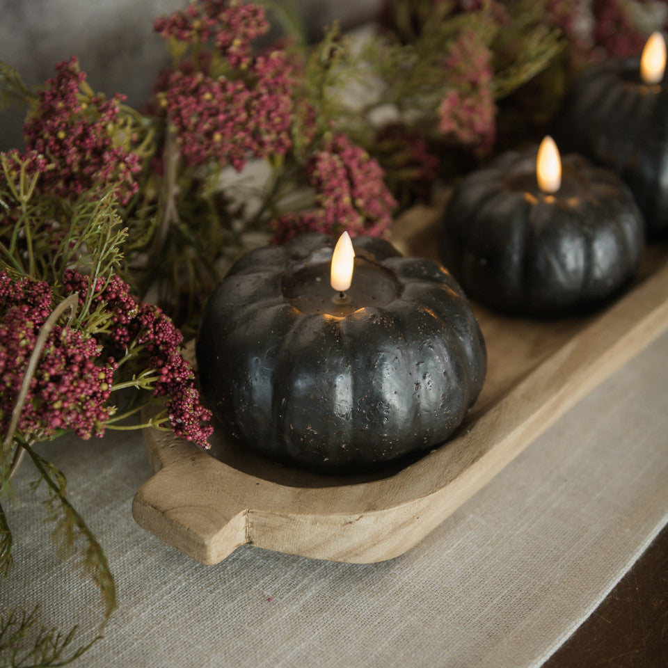 3.5" Black Flame Short Pumpkin Candle