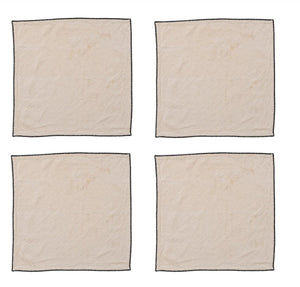 Natural & Black Napkins Set 4