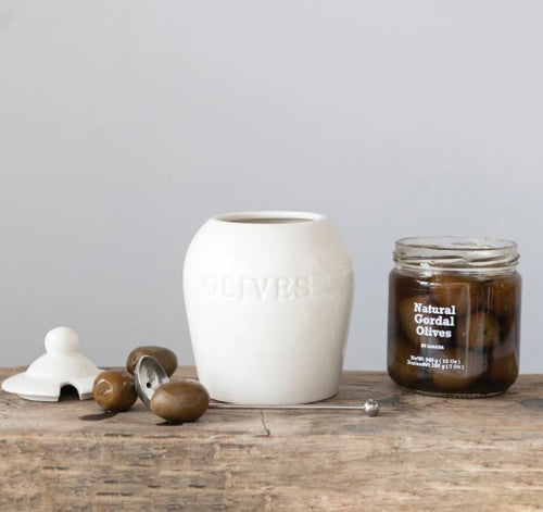 Stoneware Olives Jar