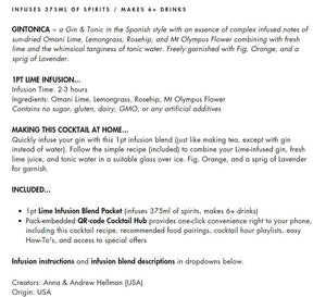 One Part Co Lime Blend - Gintonica Cocktail Infusion