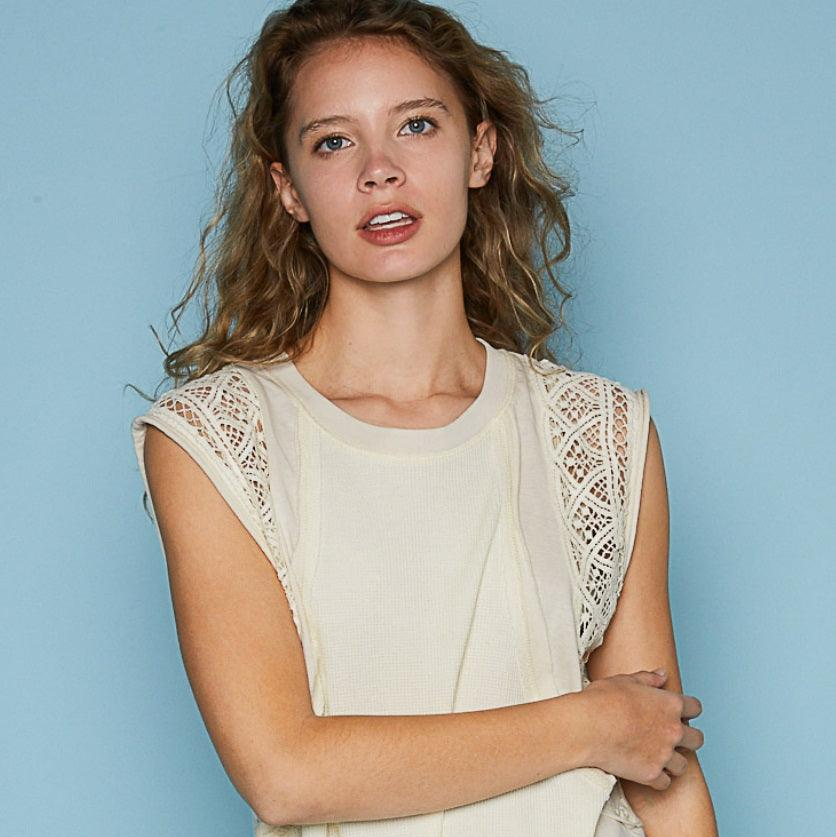 Oversized Crochet Top - Cream