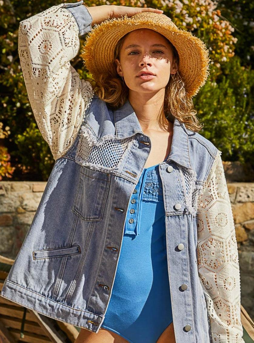 Oversized Patch Denim Jacket