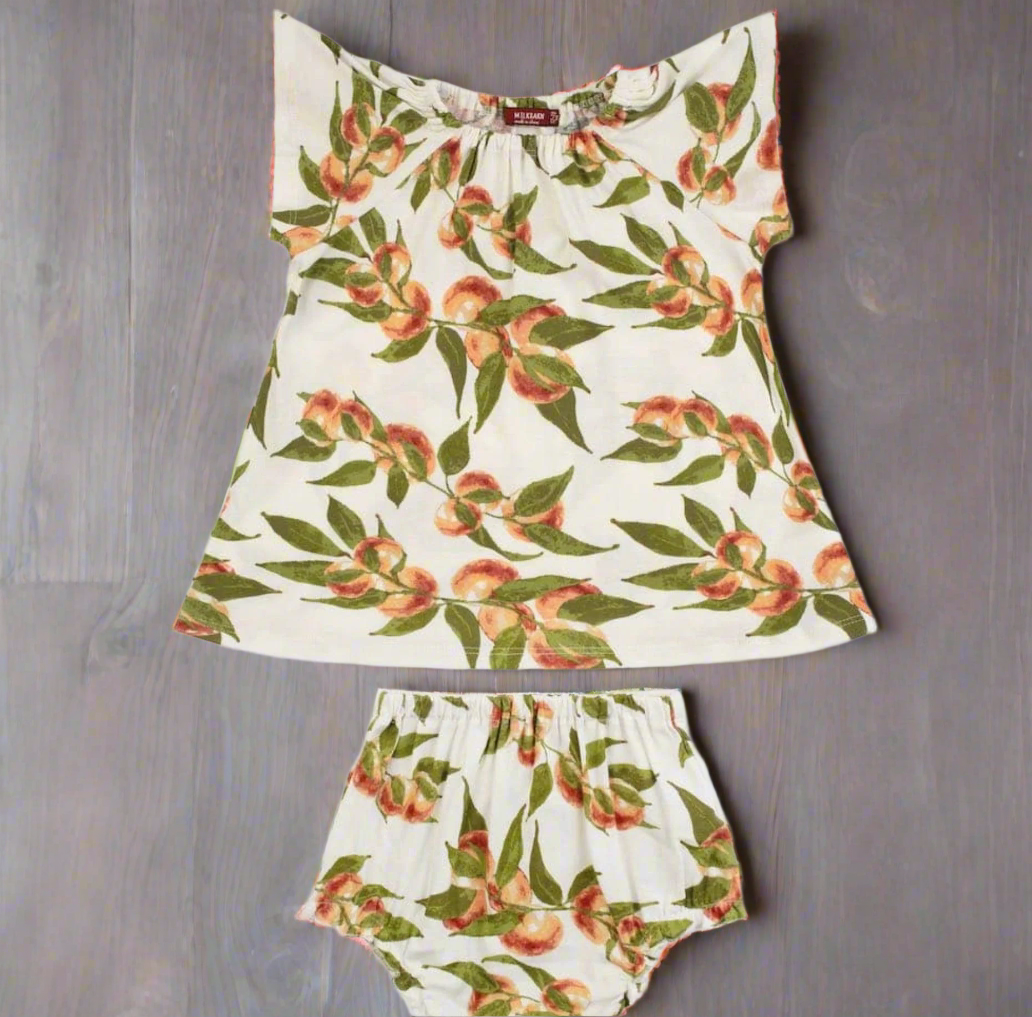 Peaches Organic Cotton Dress & Bloomer Set
