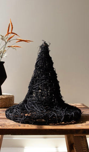 Black Painted Twig Witch Hat