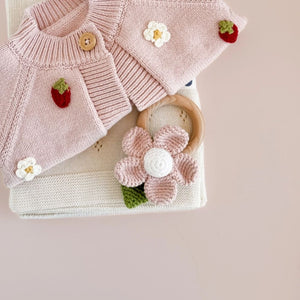 Pink Flower Baby Teether & Rattle