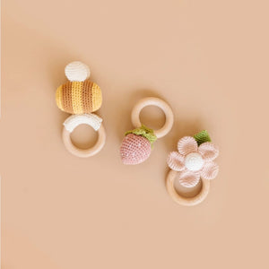 Pink Flower Baby Teether & Rattle