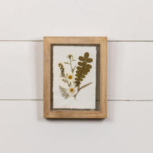 Pressed White Flower with Natural Frame