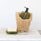 Pressed Glass Soap Dispenser – Olive Green