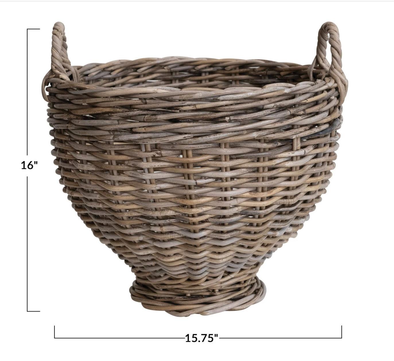 Rattan Hand Woven Basket Footed