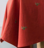 90" Burnt Red Tablecloth  & Green Fleur