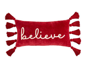 Red Velvet Lumbar Pillow | Believe