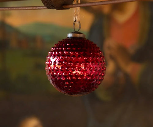 Round Red Mercury Glass Ornament