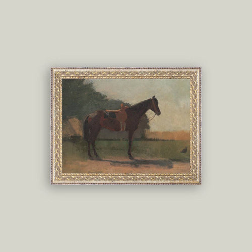 Saddled Horse Framed Antique Art pic 1